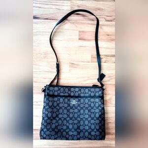 NEW SHOULDER BAG, BLACK/GREY BY COACH, 12x10x2"